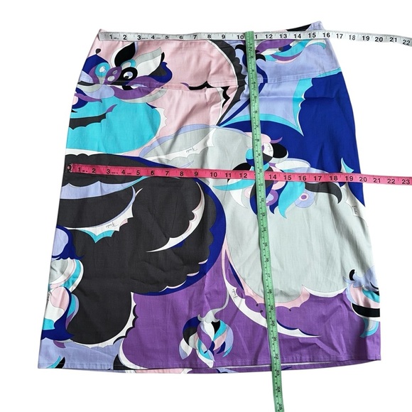 Emilio Pucci Y2K Pastel Knee Length Cotton Skirt Designer Abstract Groovy Italy - Picture 11 of 11